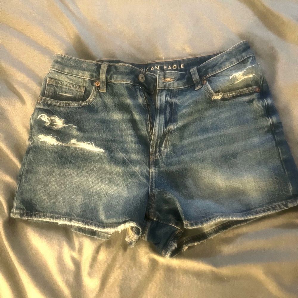 American Eagle Outfitters Women's Distressed Denim Shorts - Mom Shorts